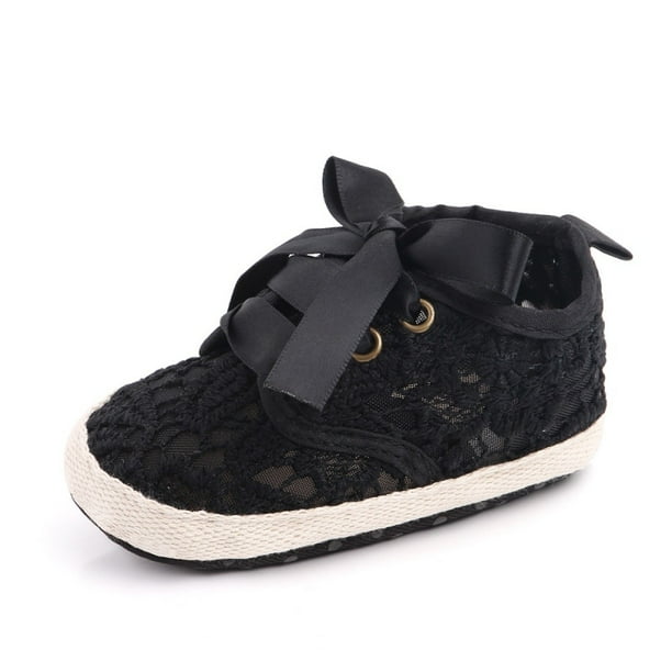 Newborn Infant Girls Crib Shoes Baby Kids Bowknot Soft Sole Prewalker Sneakers